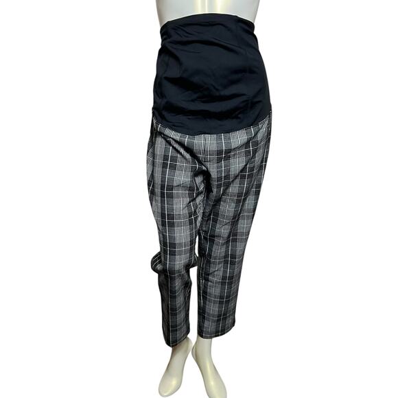 Ingrid & Isabel Maternity Plaid Stretch Pants, Size 16, Black & White - Picture 1 of 9